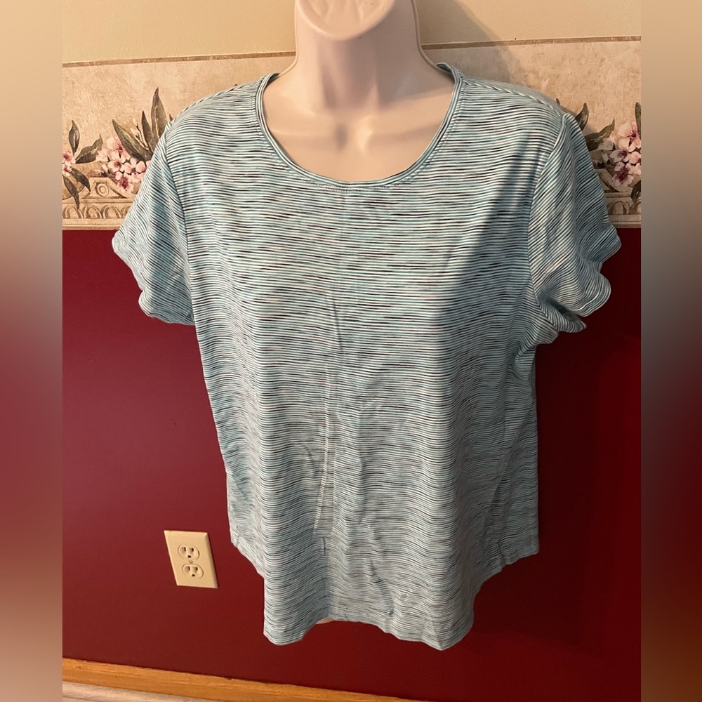 croft & barrow Light Blue Heathered Short-Sleeve Scoop Neck Tee